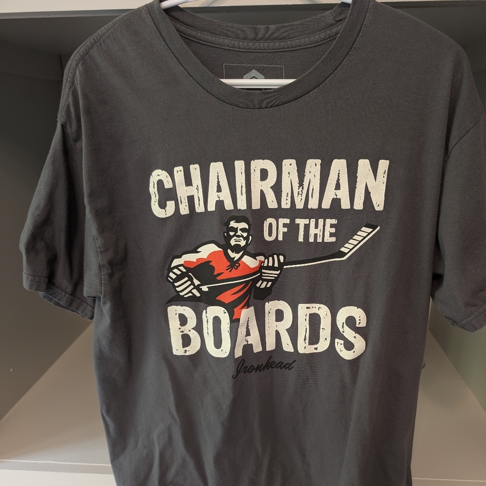 Ironhead .grey Men's L "Chairman of the Boards".hockey t shirt 100% cotton
